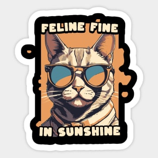 Feline Fine In Sunshine Sticker